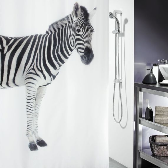 Шторка для ванной и душа Spirella Zebra 180x200 см, водоотталкивающая полиэстер, 10.11554 | Зображення 1