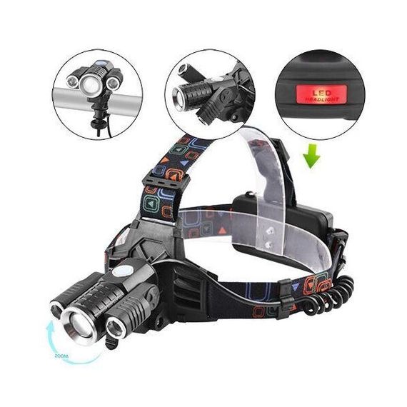 Налобный фонарик с usb зарядкой W602-T6-2XPE Bike | Мощный налобный фонарь для рыбалки | Фонарь на голову TR-108 для рыбалки | Зображення 1
