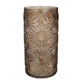 Ваза скло з фактурним малюнком Ромашки d15*30,5см коричневий БОНА ДИ