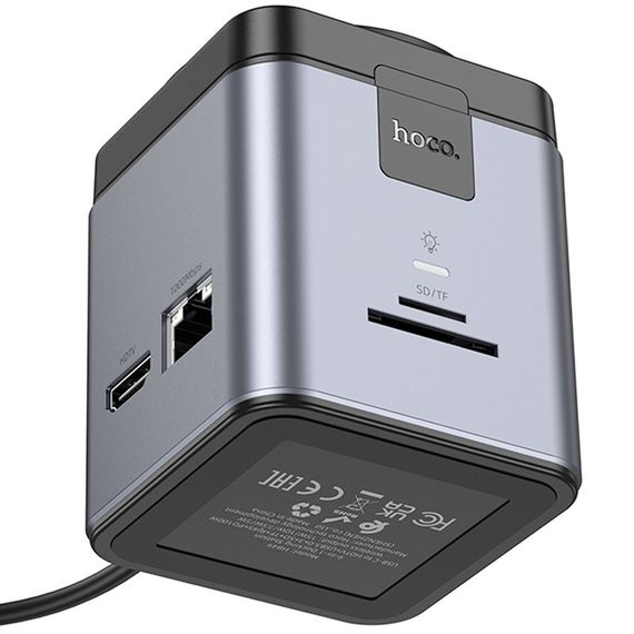 Перехідник HUB Hoco HB49 Effortless 9in1 100W з БЗП Metal gray | Зображення 6