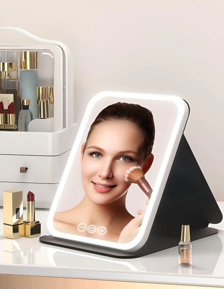 Зеркало для макияжа Lighted makeup mirror с LED подсветкой, складное, сенсорное управление, Type-C, с регулировкой яркости | Зображення 1