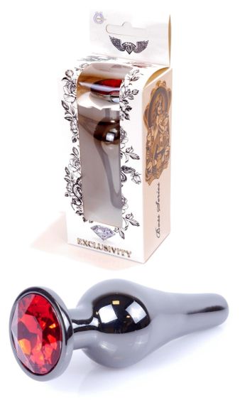 Анальний затор Boss Series - Jewellery Dark Silver BUTT PLUG Red, BS6400055 Sex Aura