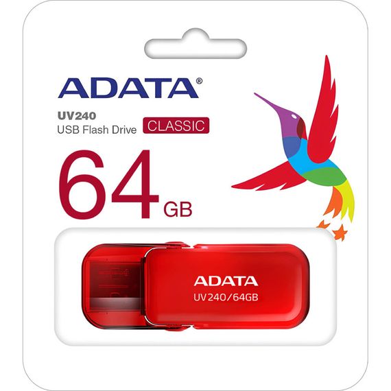 USB флеш накопичувач ADATA 64GB AUV 240 Red USB 2.0 (AUV240-64G-RRD) | Зображення 2