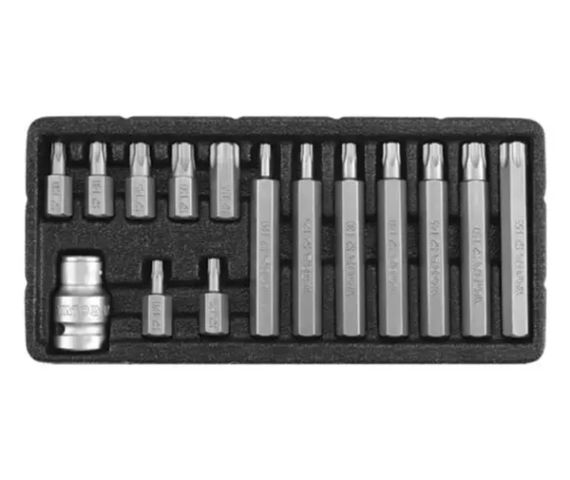 Набор бит насадка отвертки TORX SECURITY YATO перехідник 1/2" Т20-Т55 15 штук YT-0417