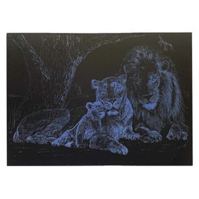 Гравюра А4 "Лев" ГрА4-3с эконом вариант в пакете 29,7х21 см