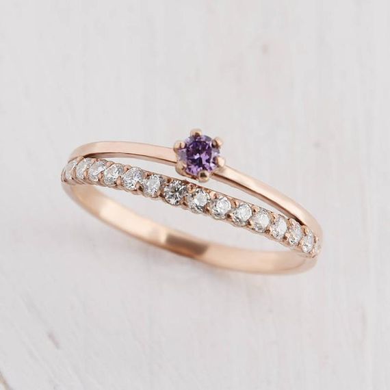 Кольцо из красного золота с аметистом 21.5 | Зображення 2