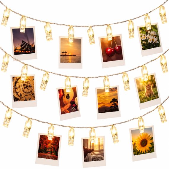 Гірлянда з прищіпками LU999 4,5 м 20 LED • Світлодіодна фотогірлянда LU999 USB з теплим білим світлом для фото та інтер'єру | Зображення 2