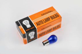 Лампа S25 (двоконтактна) 12 V 21 W/5 W (стоп, габарит) (синя) ORANGE BOX