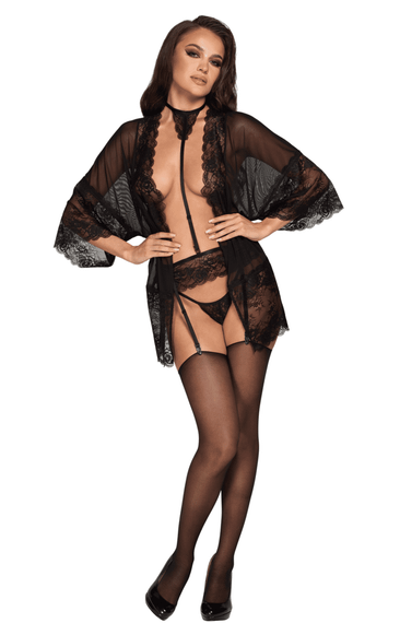 Пеньюар Kissable Midnight Kiss Negligee Чорний L/XL | Зображення 3