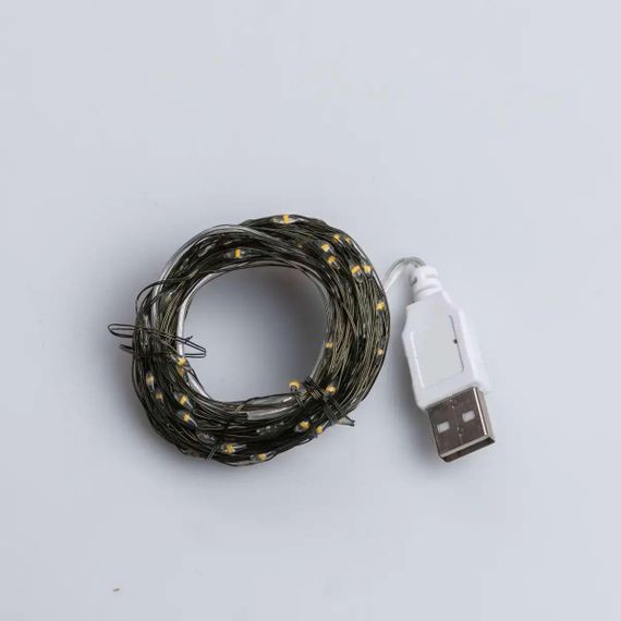 Гірлянда роса 20 метрів USB на 200 led світлодіодів крапля на зеленому дроті жовта | Зображення 7