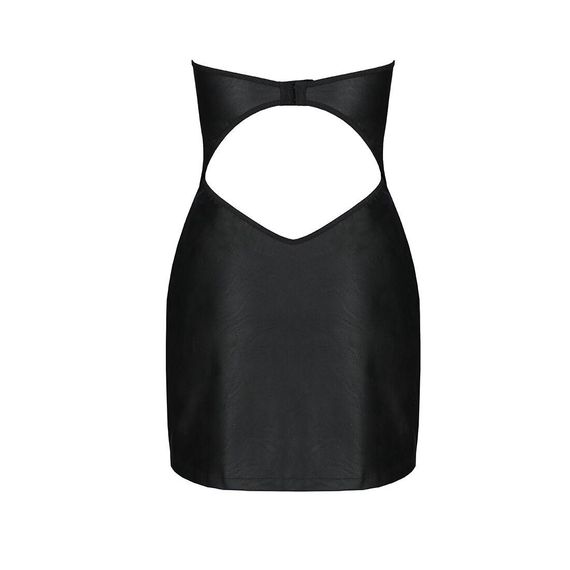 Мінісукня з екошкіри CELINE CHEMISE black — Passion: шнурівка, трусики в комплекті, L/XL | Зображення 5