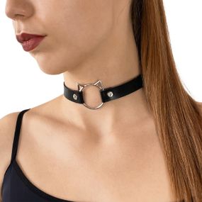 Чокер на шию Киця Art of Sex - Kiti з натуральної шкіри, колір Чорний sexstyle