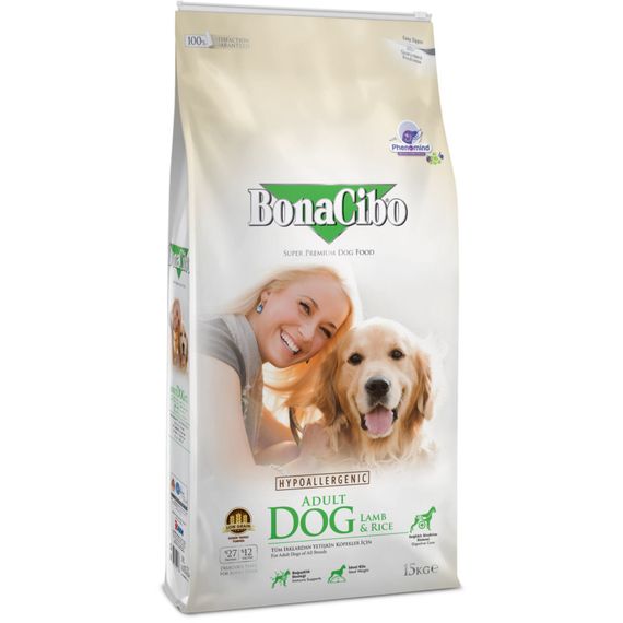 Корм BonaCibo Dog Adult Lamb & Rice сухий з ягнятиною для дорослих собак 15 кг