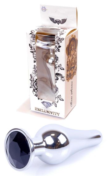 Анальний затор Boss Series - Jewellery Silver BUTT PLUG Black, BS6400074 Sex Aura