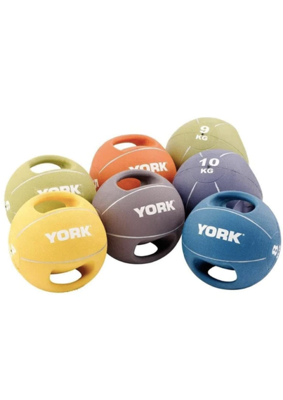М'яч медбол 9кг York Fitness із двома ручками зелений | Зображення 1