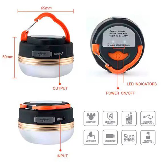 Светодиодный фонарь кемпинг YD-1-LED HI-18 | Зображення 5