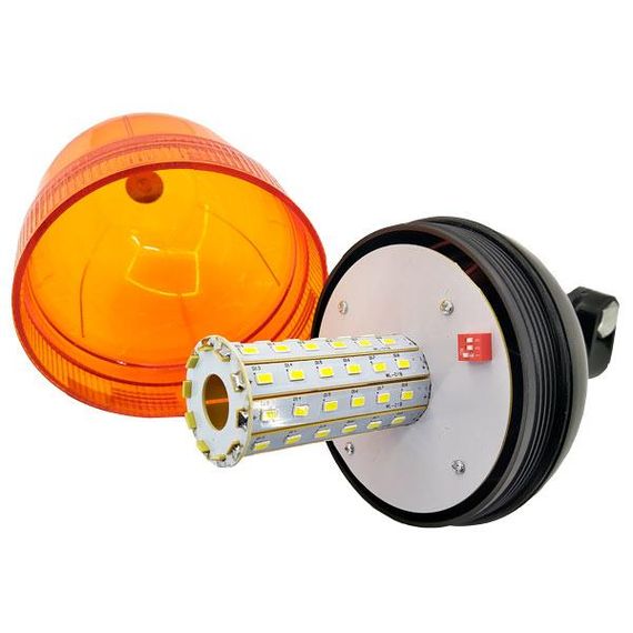 Проблисковий маячок LED мигалка 30W 60x0.5W 127х240 мм кріплення на штирь (на John Deere та ін.) | Зображення 1