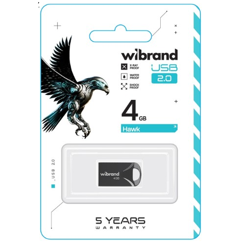 Флешка 4Гб USB 2.0 чорна Hawk Wibrand | Зображення 1