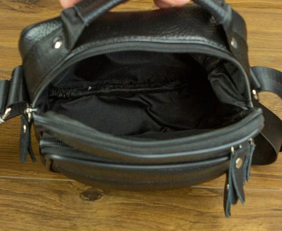 Сумка чоловіча через плече з натуральної шкіри чорна Bexhill DF-53367 | Зображення 8