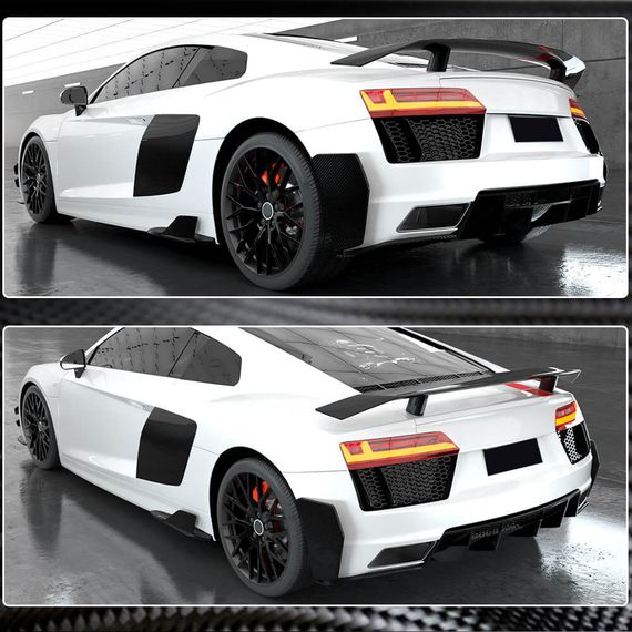 Накладки на задний бампер (2015-2020, Карбон) для Ауди R8 2015- гг | Зображення 3