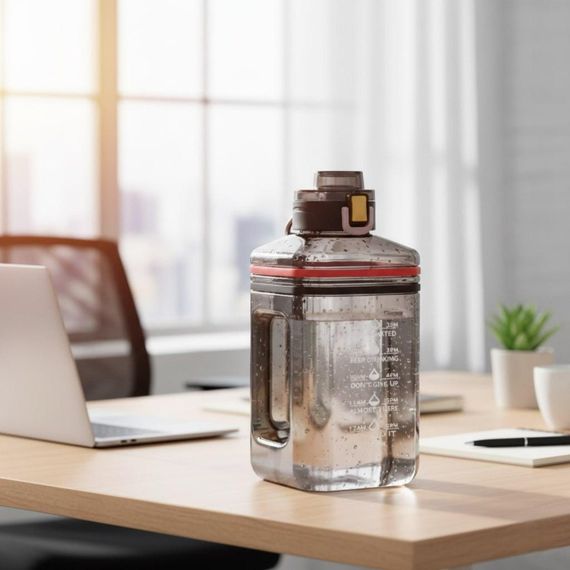 Пляшка для води 2200 мл (2.2 л) — Чорна, XL-об'єм, BPA-free матеріал для спорту та бодібілдингу | Зображення 5