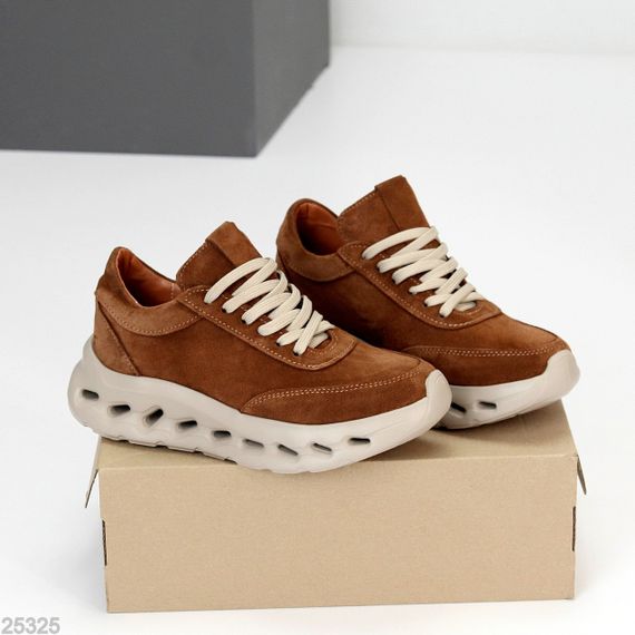 Молодіжні дизайнерські руді кросівки натуральна замша | Зображення 7