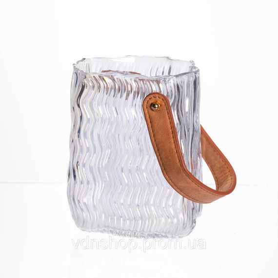 Ваза сумочка з ручкою 12×8.5×16 (см) декоративна скляна ваза для квітів 800 (мл) Прозорий HP-19-154-3 | Зображення 5