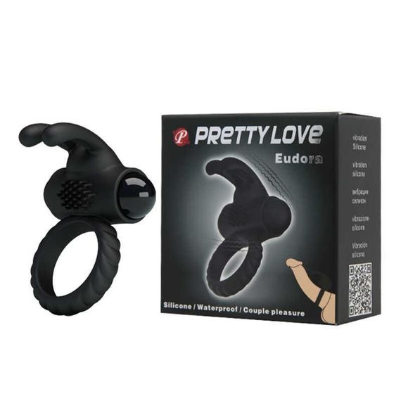 Ерекційне віброкільце Pretty Love, чорне, силікон Sex Aura | Зображення 2