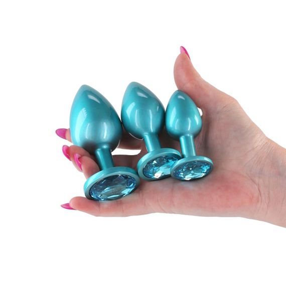 Набір анальних пробок NS Novelties Rear Assets - Trainer Kit - Iridescent Teal - Teal Gem Sex Aura | Зображення 1