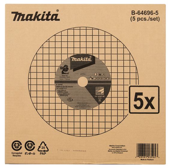 Набір дисків відрізних по металу 355 х 2.5 х 25.4 мм A36P-BF Makita B-64696-5 (5 шт) | Зображення 2