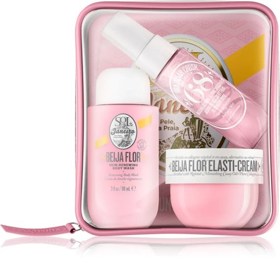 Подарочный набор Sol de Janeiro Jet Set Beija Flor (body wash, elasti-cream, perfume mist)
