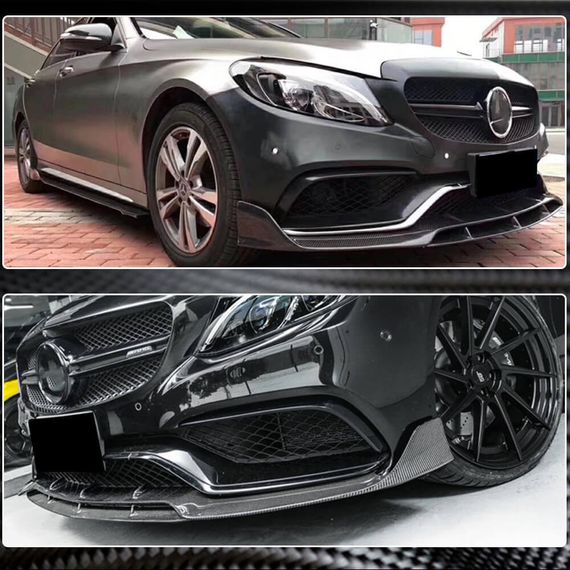 Накладка на передній бампер Lip V4 (для SD C63 AMG 2015-2019, Карбон) для Mercedes C-сlass W205 рр | Зображення 4