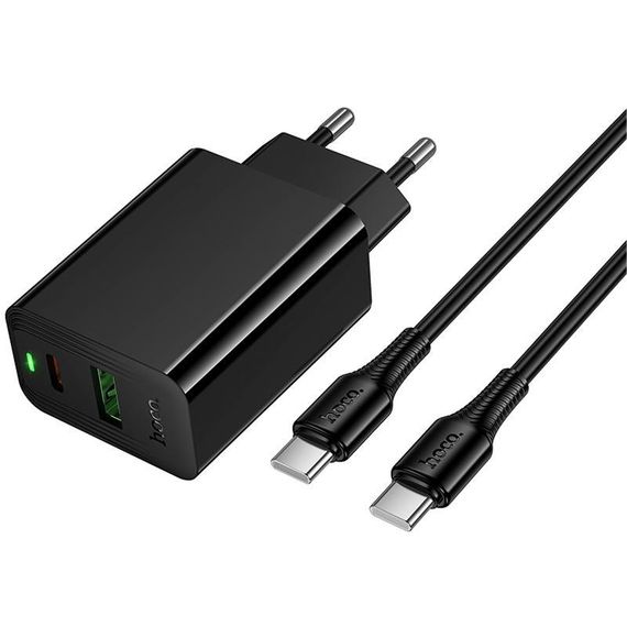 МЗП Hoco CS95A Leader PD30W+QC3.0 (1USB-A/1C) + кабель Type-C to Type-C Black | Зображення 2