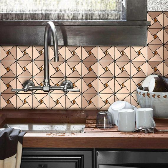 Самоклеюча алюмінієва плитка 300х300х3мм Мідна зі стразами SW-00001416 (D) | Зображення 5