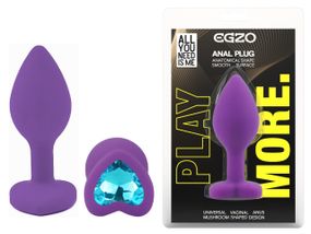 Силіконова анальна пробка EGZO - Silicone Violet Heart Plug Aqua, size S Sex Aura