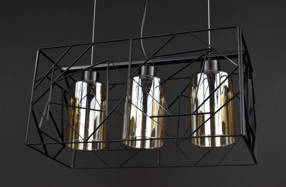 Люстра підвісна LOFT на 3 лампочки 25067 Чорний 30-100х25х48 см. | Зображення 3