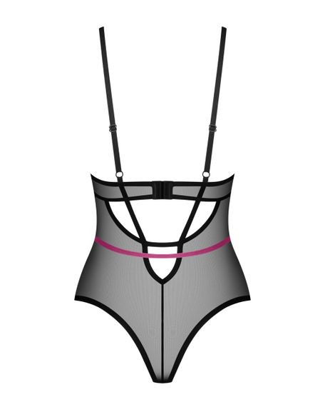 Боди Obsessive Novenes teddy, XS/S, прозрачное, чашки на косточках, декор в виде лент sexstyle | Зображення 6
