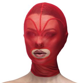 Маска серце сітка з відкритим ротом Feral Feelings - Hearts Mask Red/Red Sex Aura