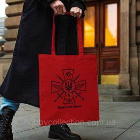 Сумка шопер із принтом "Збройні Сили України" Червона