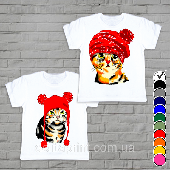 Футболки новорічні Фемелі Лук "Змінні коти" Family Look для всієї родини | Зображення 2