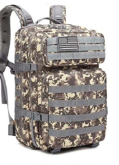 Тактичний армійський рюкзак 1000D об'ємом 50.01 л, MOLLE-сітка світло-сірий.