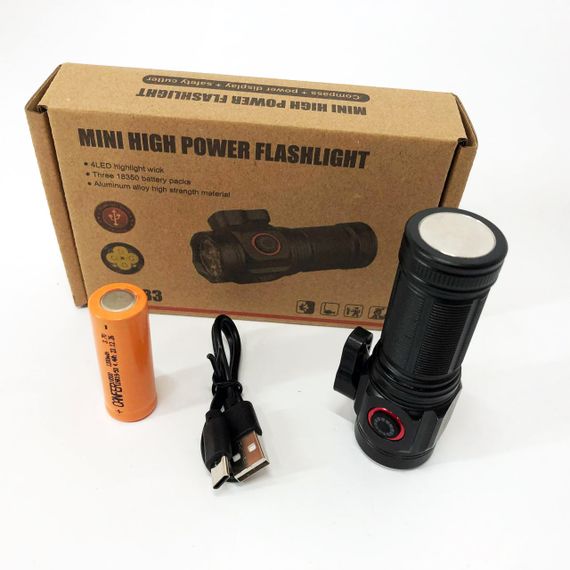 Фонарик мощный аккумуляторный для дома W5183-4XHP360, Фонарь ручной с функцией зарядки PG-34 | Зображення 6