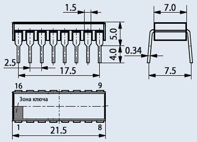 КР531ИЕ16 (DIP-16) (аналог SN74S168) синхронний четирехзарядний декадний реверсивний лічильник | Зображення 1