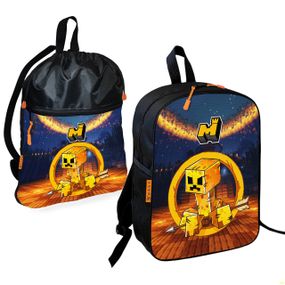 Школьный рюкзак детский Minecraft + Сумка для обуви спортивной формы рюкзак-мешок  для мальчика (01729)