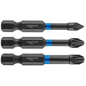 Набор бит Graphite ударные 3 ед., 1/4", PH1/2/3 x 50мм, сталь S2 (56H542)