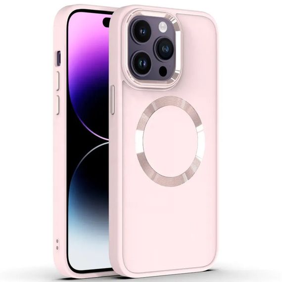 TPU чохол Bonbon Metal Style with MagSafe для Apple iPhone 13 Pro Max (6.7") Рожевий/Light pink