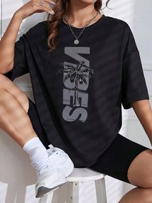 Футболка жіноча з принтом повсякденна L Чорний