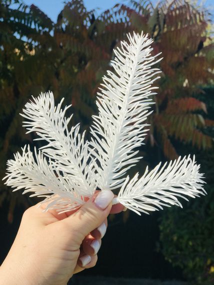 Штучна хвоя, гілочки ялинки для рукоділля (набір 600 шт.) білий | Зображення 2