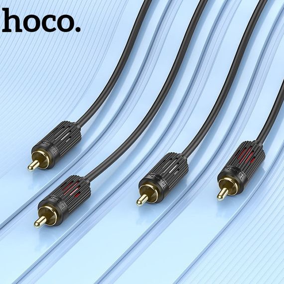 Кабель аудіо Hoco UPA29 2 RCA to 2 RCA red and white double lotus (1.5m) Black | Зображення 2