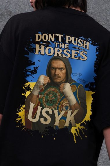 Оверсайз футболка Without з принтом Dont Push The Horses Black | Зображення 4